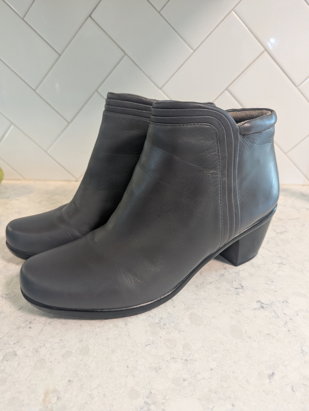Naturalizer Gray Ankle Boots with Block Heels